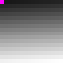 Pixels of crs_family_pair_projected, a 16x16 raster, with NoData in magenta